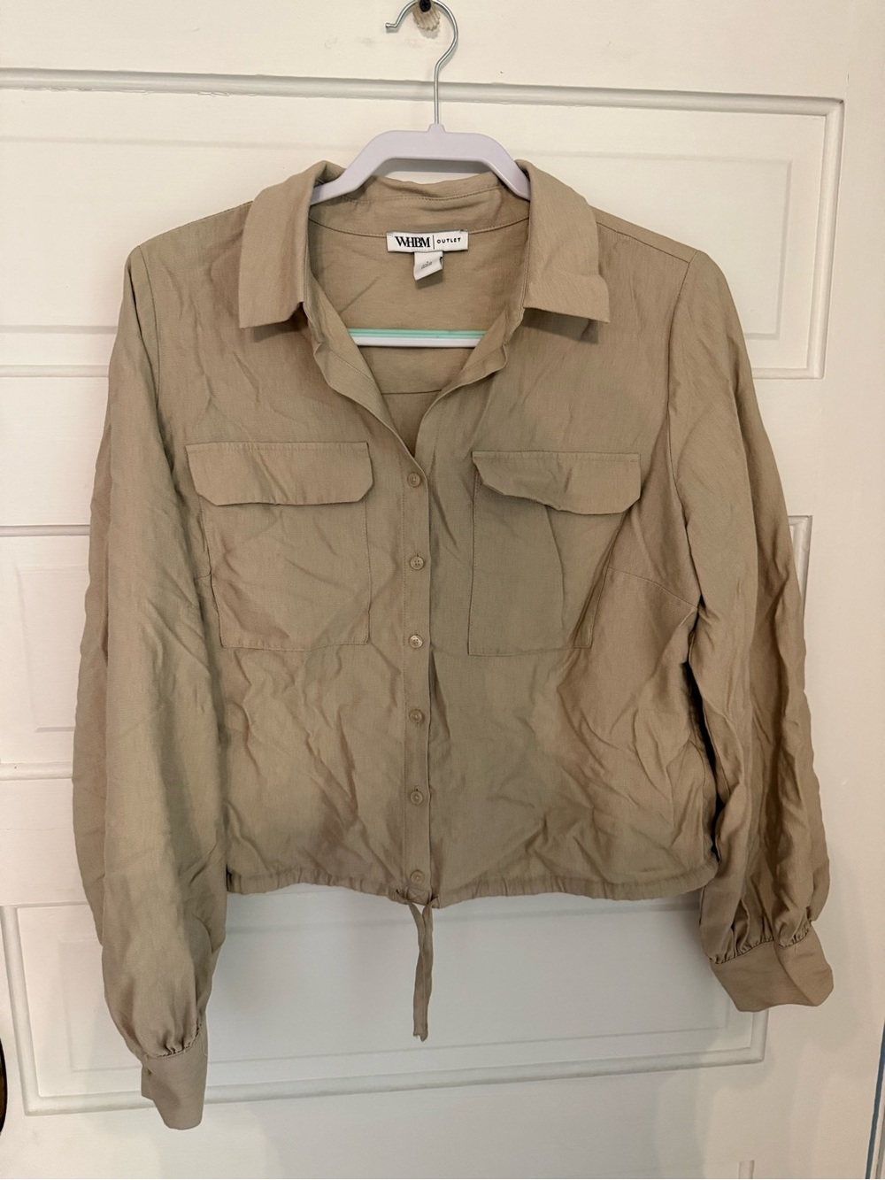 WHBM Taupe Drawstring-Hem Utility Jacket
